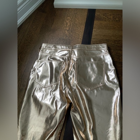 GAP High Rise Vegan Leather Metallic Champagne Gold Slim Jeans Women’s Size 31 - Picture 15 of 15